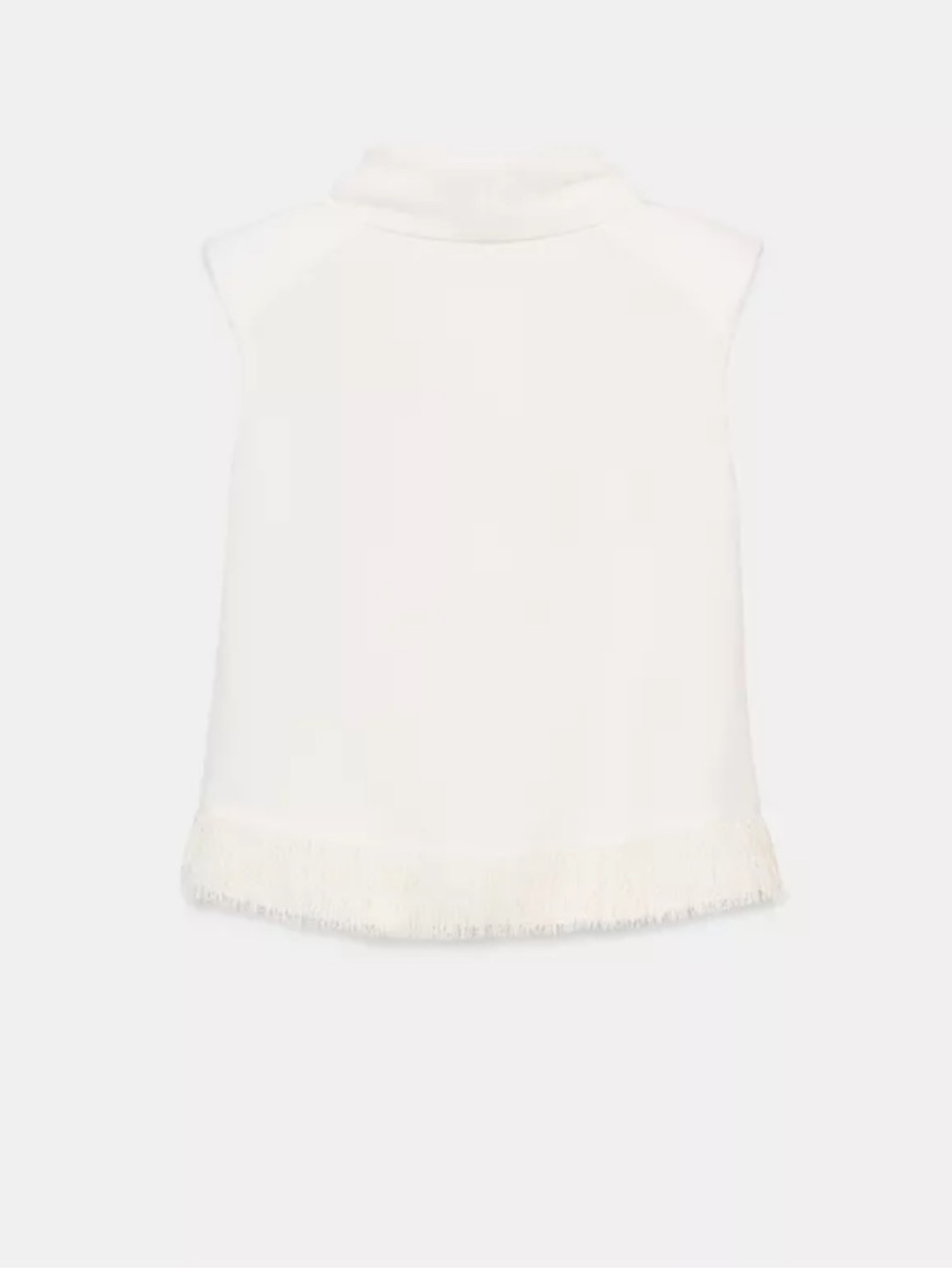 ZARA Knit Fringe Sleeveless Top Ivory Mock Neck Size M NWT 2176/743 - Picture 3 of 12